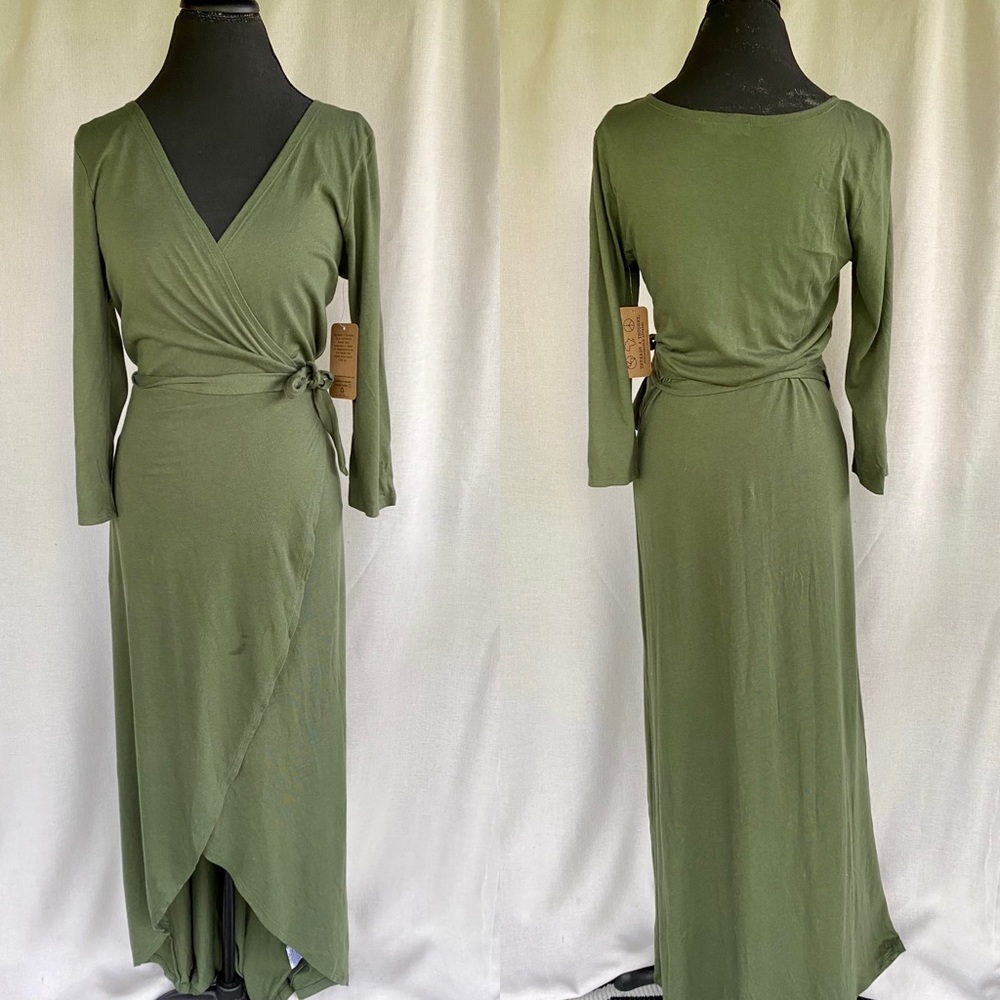 Threads 4 Thought Olive Green Wrap Maxi Dress